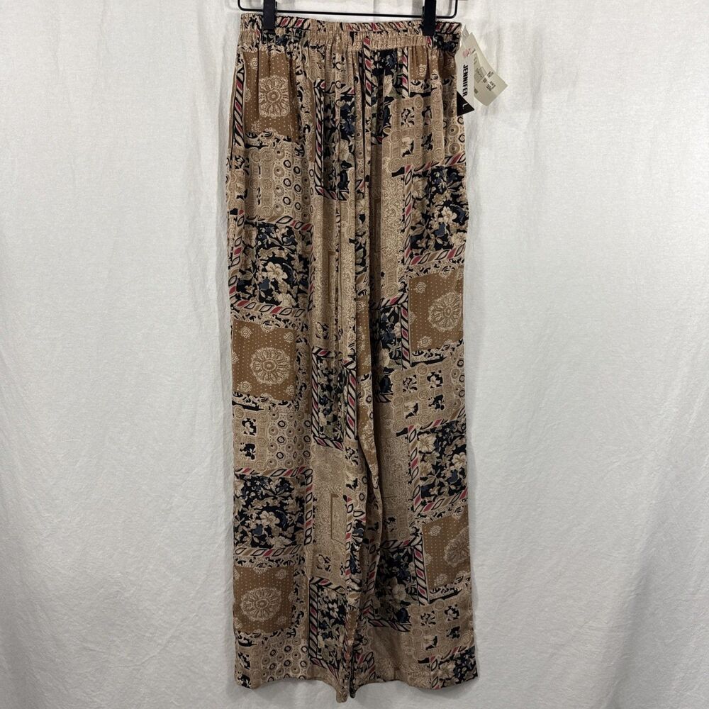 Jennifer l. 100% Silk Asian Boho Floral Wide Leg Pants Womens Sz S Artsy